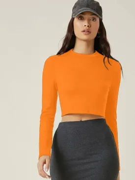 Orange solid Slim Fit Crop Top