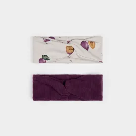 Plum Modal Rib and Plum Print Headbands
