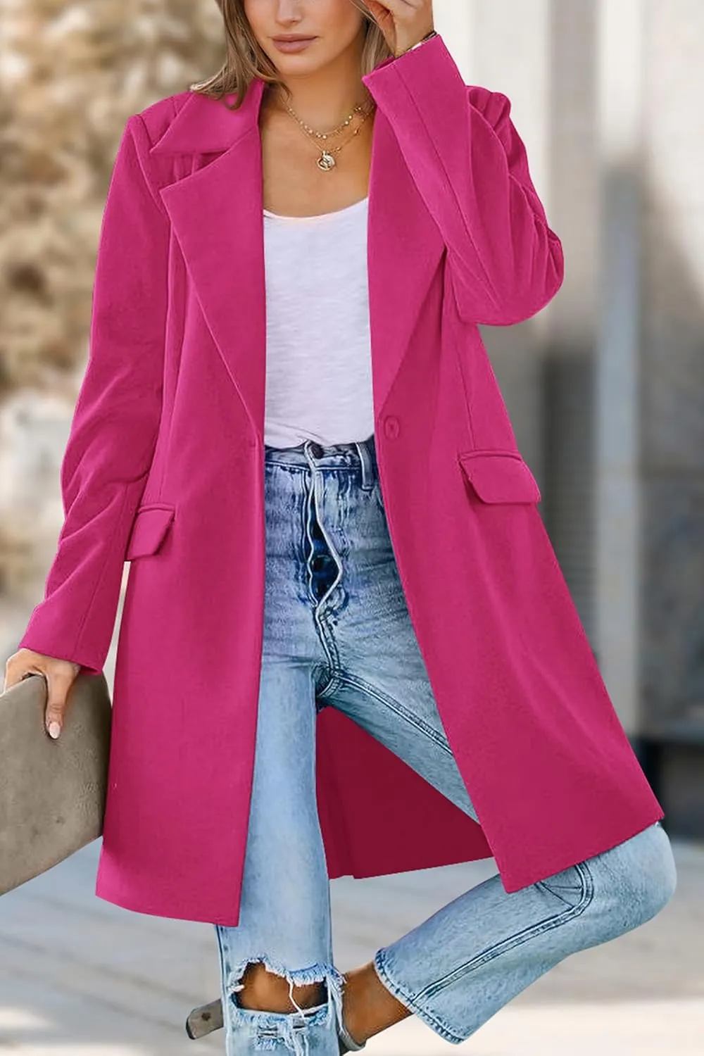 PRETTYGARDEN Women's 2025 Spring Fall Long Blazer Jackets Long Sleeve Lapel Pockets Loose Fit Work Casual Blazers Outerwear