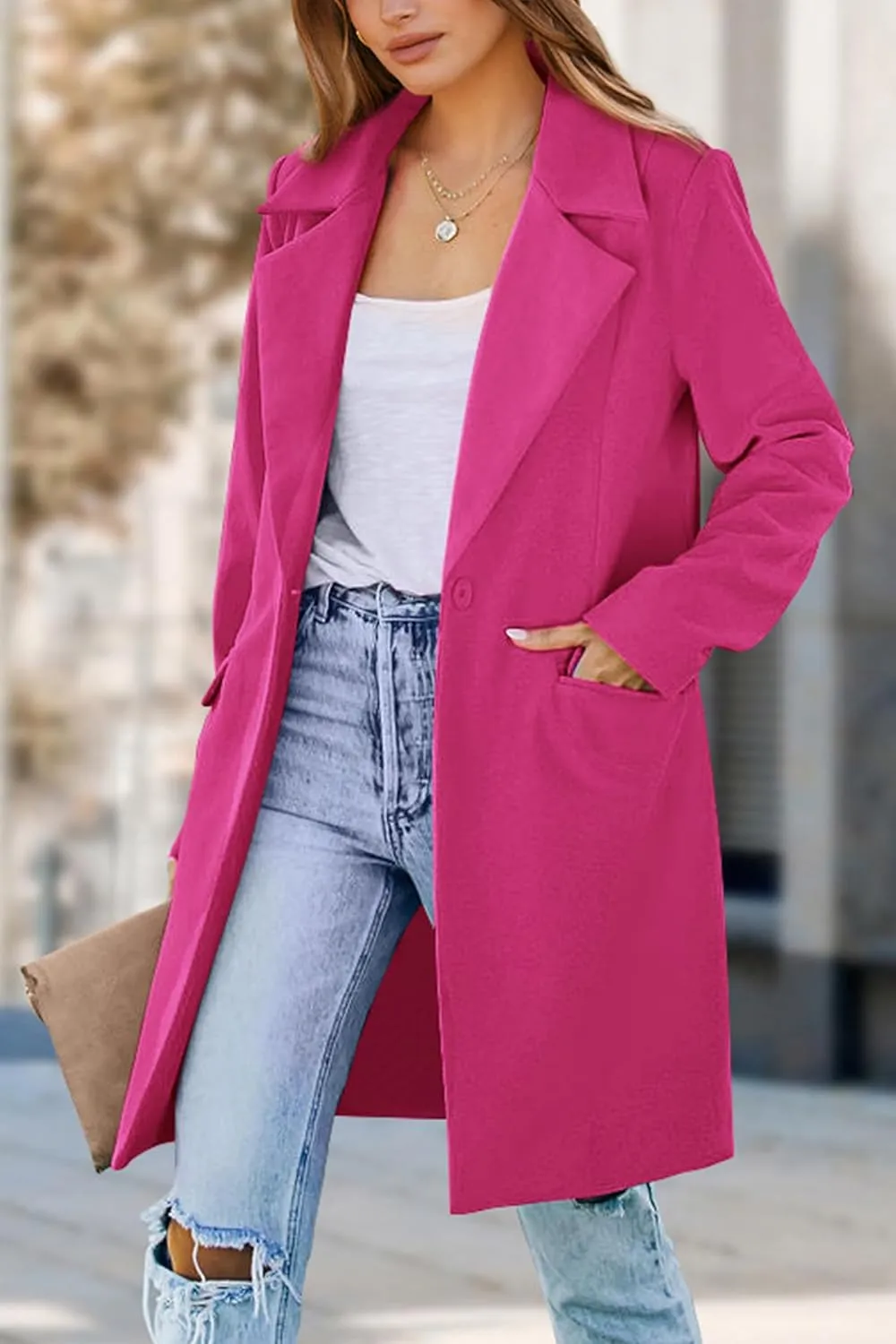 PRETTYGARDEN Women's 2025 Spring Fall Long Blazer Jackets Long Sleeve Lapel Pockets Loose Fit Work Casual Blazers Outerwear