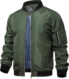 QLZ Men's Bomber Jackets Varsity Flight Jacket For Men Casual Lightweight Windbreaker Windproof Track Puffer Coat