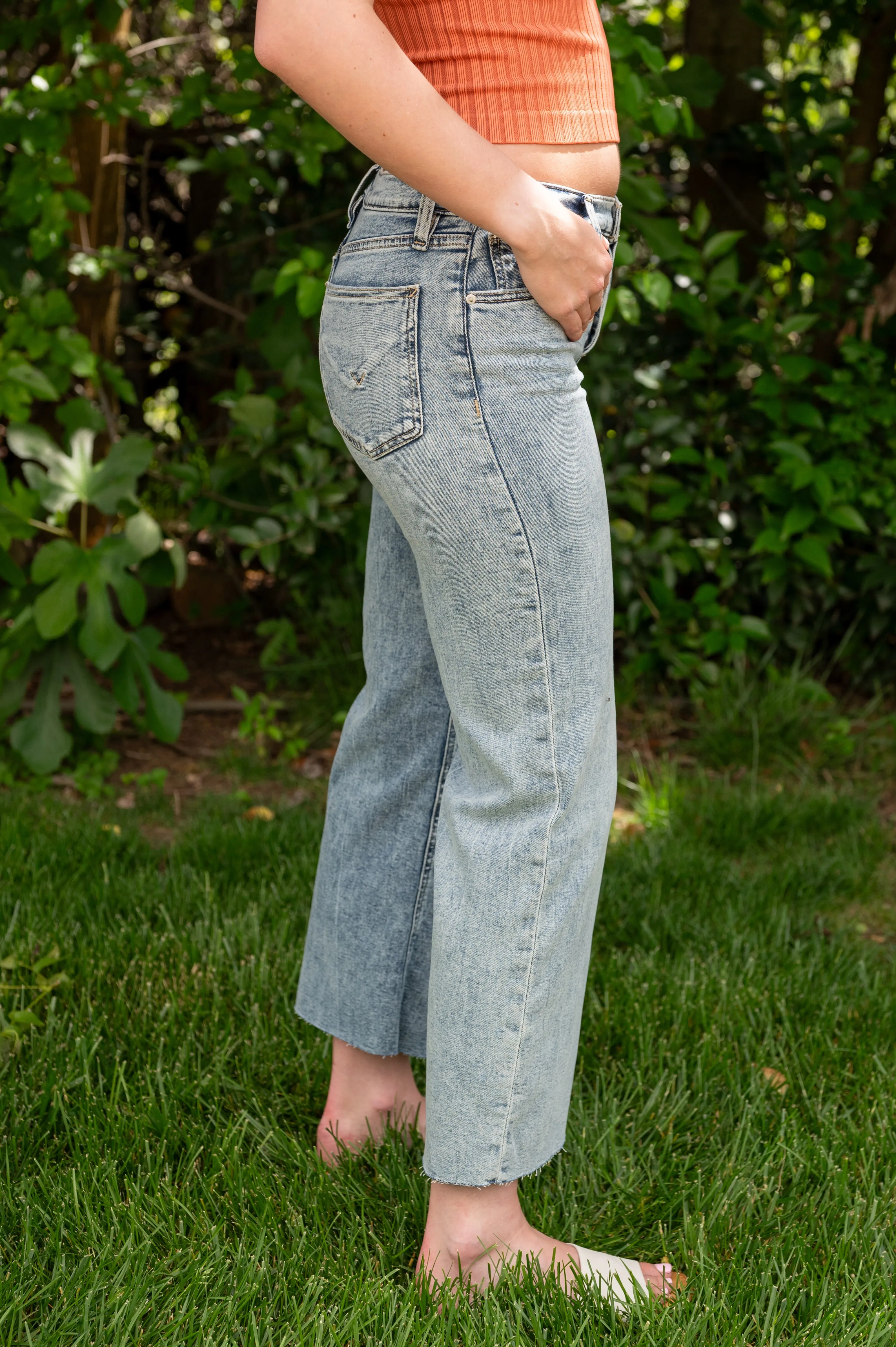 Rosie High-Rise Wide Leg Light Acid Washed Denim