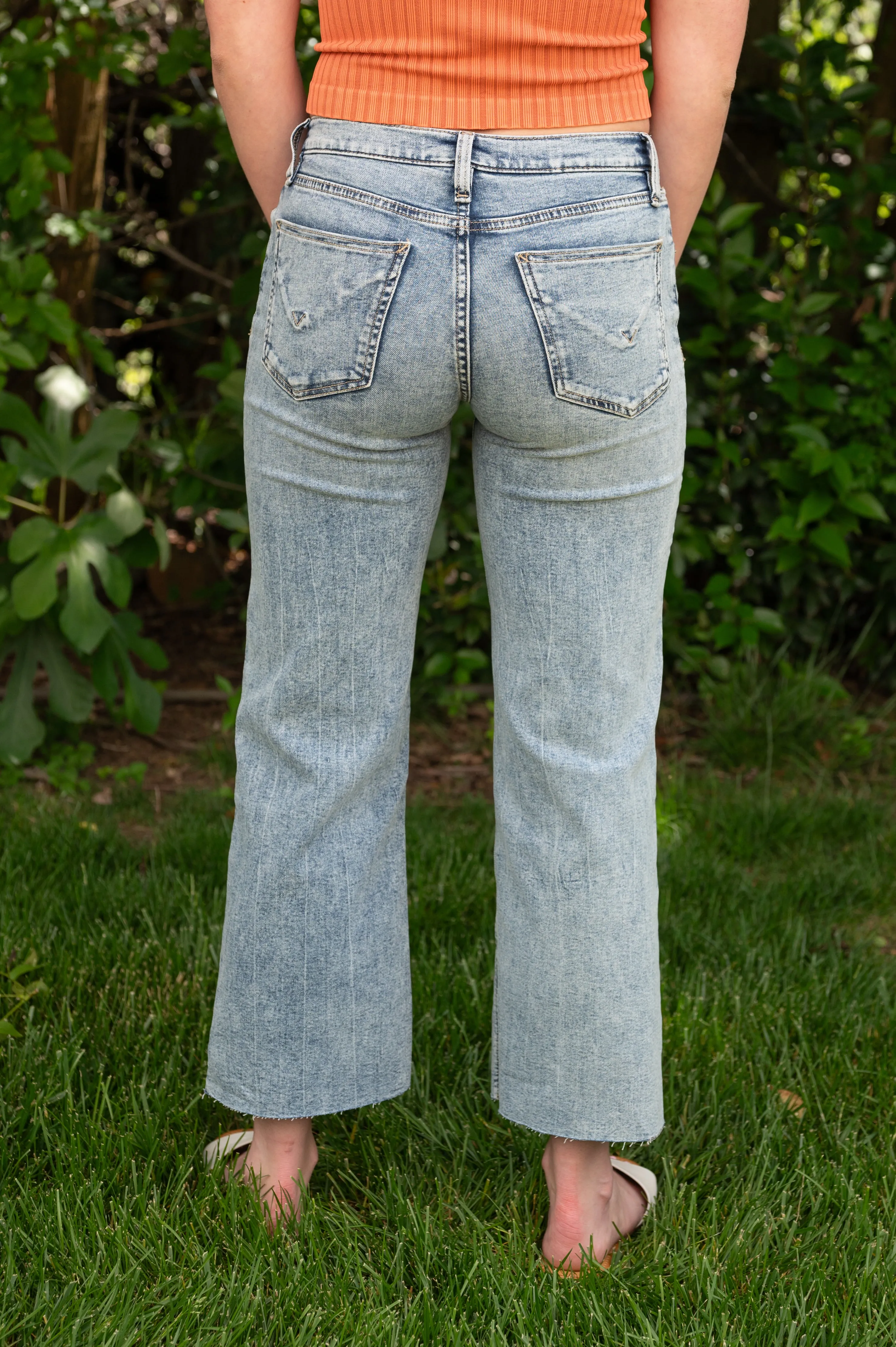 Rosie High-Rise Wide Leg Light Acid Washed Denim