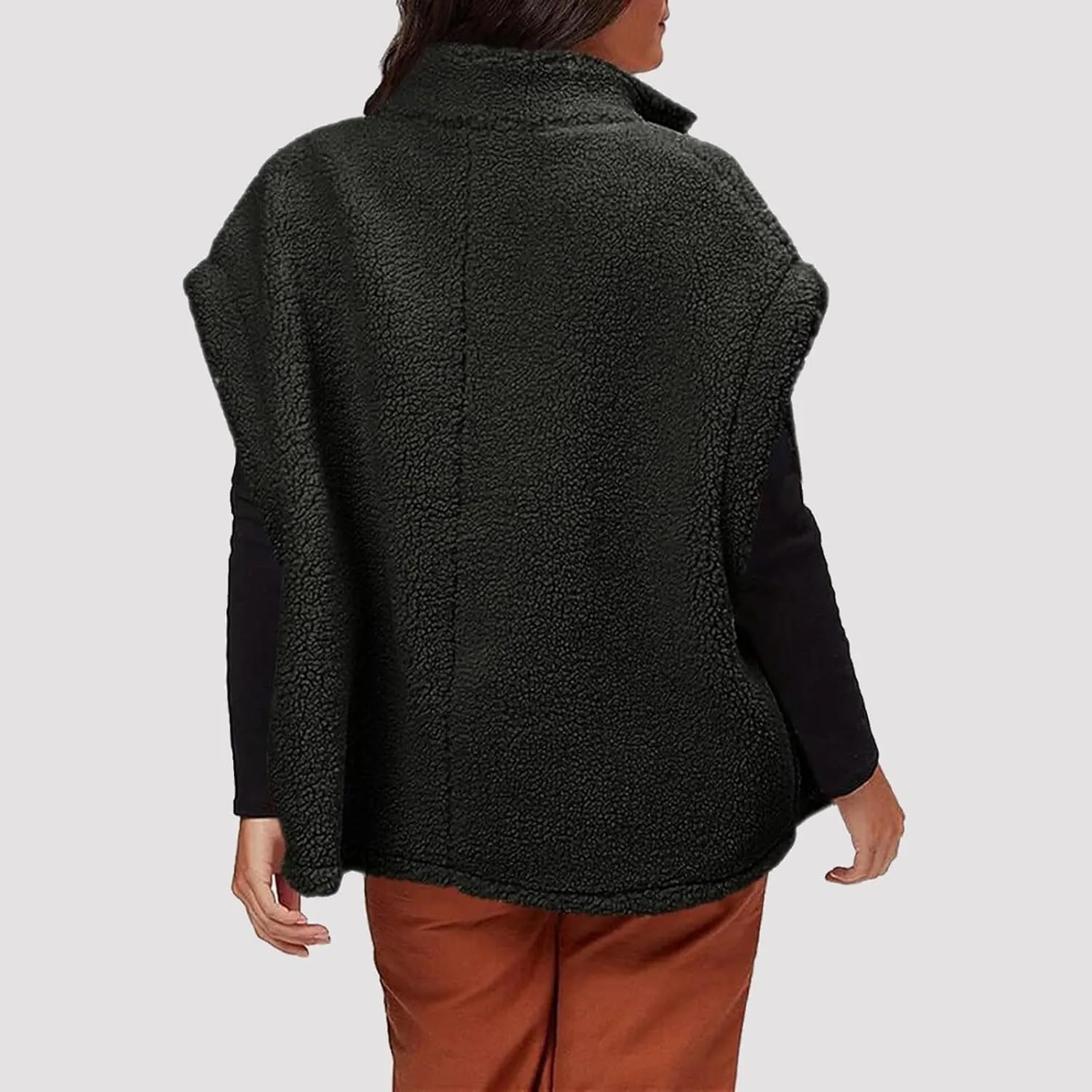 Sherpa Vest Women Sleeveless Button Down Fuzzy Fleece Vest Jacket Casual Oversized Vests Outerwear with Pockets