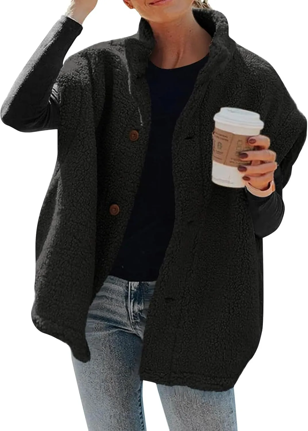 Sherpa Vest Women Sleeveless Button Down Fuzzy Fleece Vest Jacket Casual Oversized Vests Outerwear with Pockets
