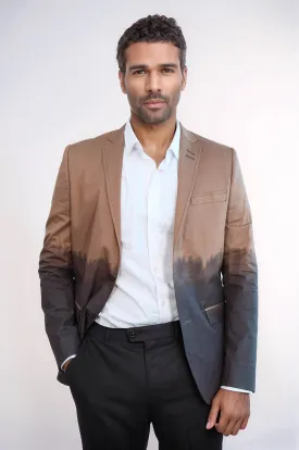 Slim Fit Cotton Brown Blazer - Wessi