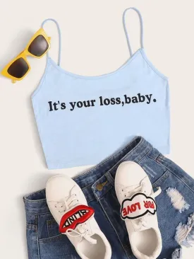 Slogan Graphic Crop Cami Top