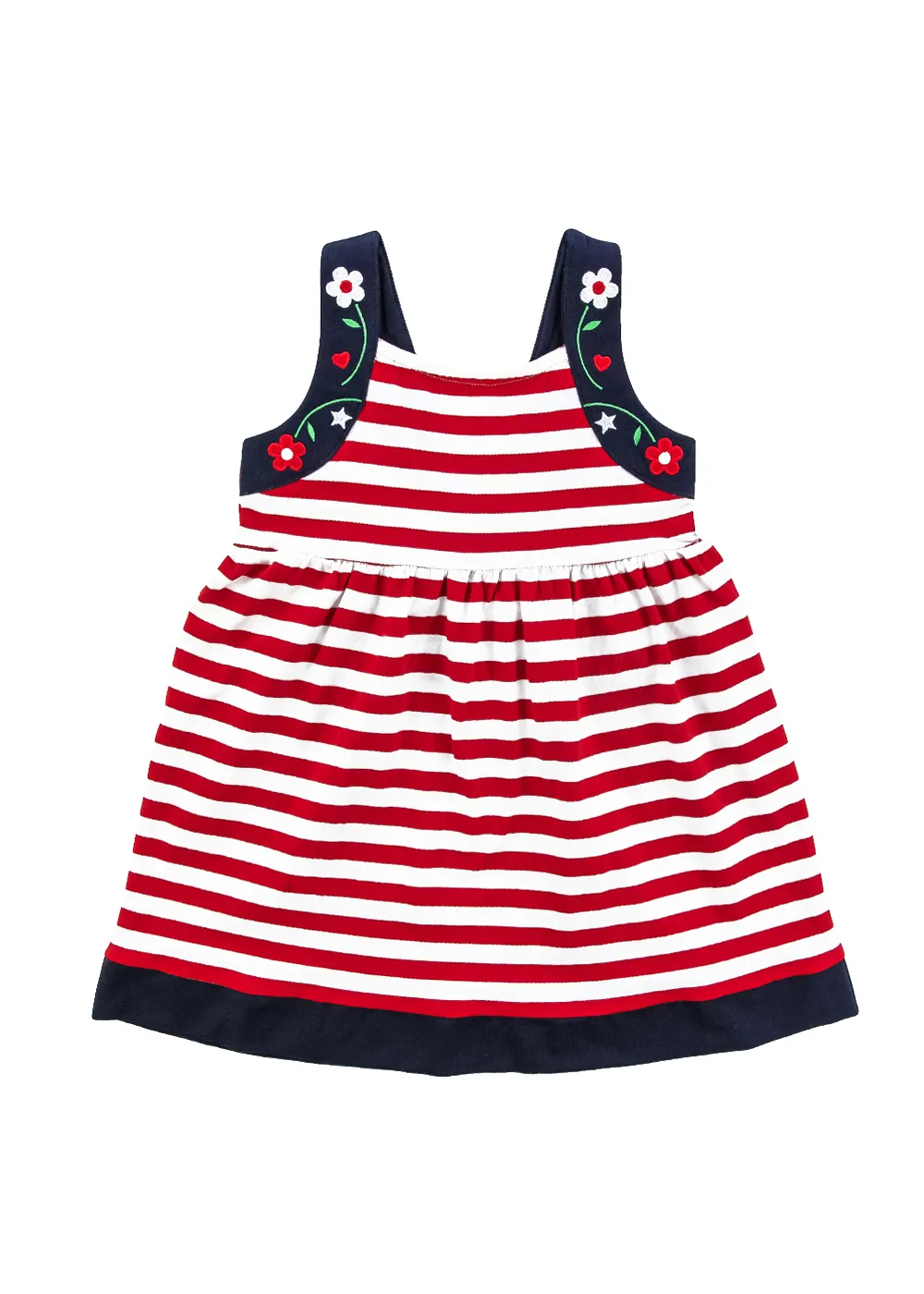 Stripe Knit Dress With Embroidered Flowers