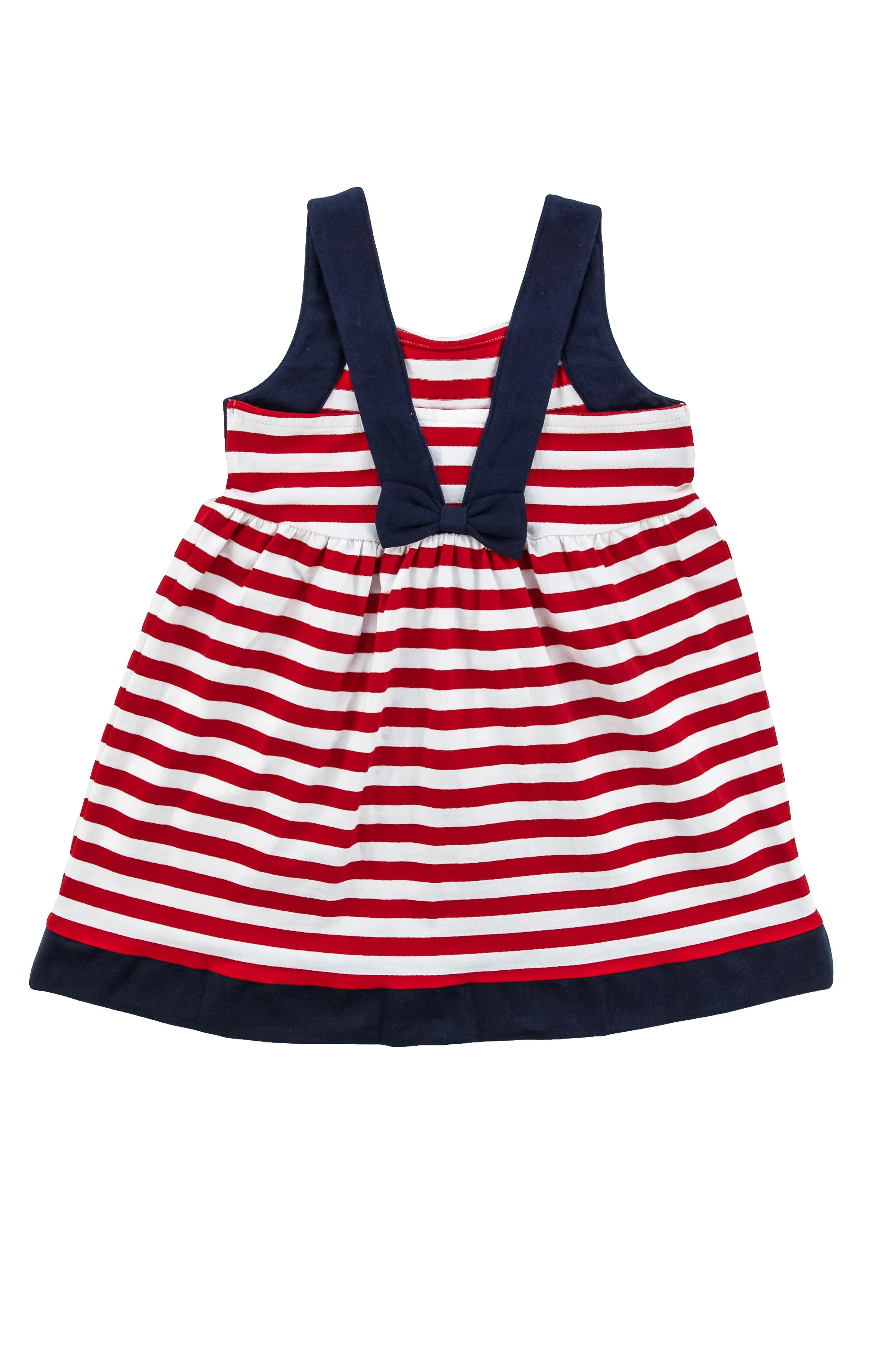Stripe Knit Dress With Embroidered Flowers