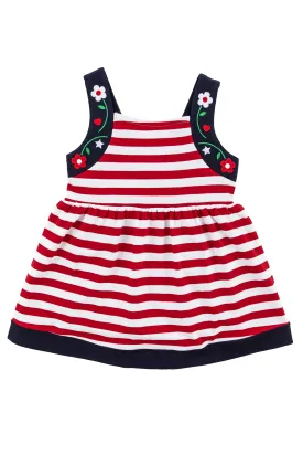 Stripe Knit Romper With Embroidered Flowers