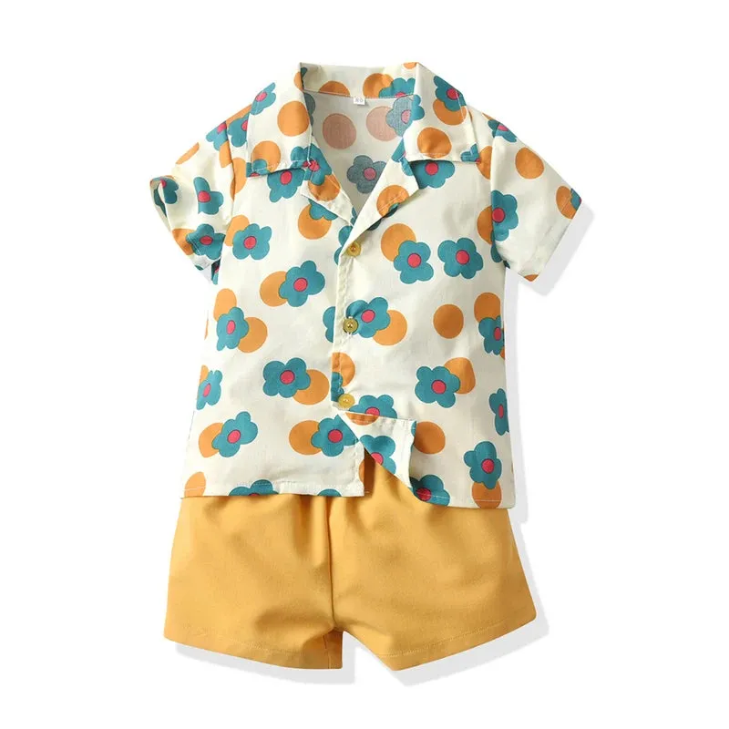 Summer Fashion New Kids Boys and Girls Matching Outfits Hawaiian Print Style Toddler Boy Outfit Dress