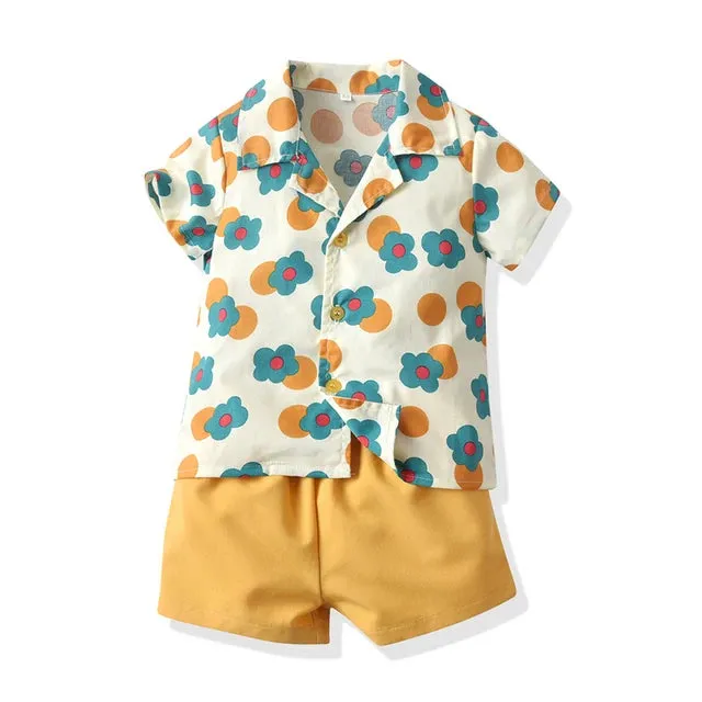 Summer Fashion New Kids Boys and Girls Matching Outfits Hawaiian Print Style Toddler Boy Outfit Dress