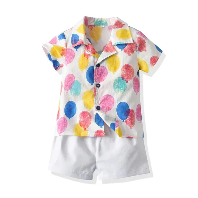 Summer Fashion New Kids Boys and Girls Matching Outfits Hawaiian Print Style Toddler Boy Outfit Dress