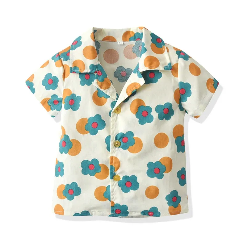 Summer Fashion New Kids Boys and Girls Matching Outfits Hawaiian Print Style Toddler Boy Outfit Dress