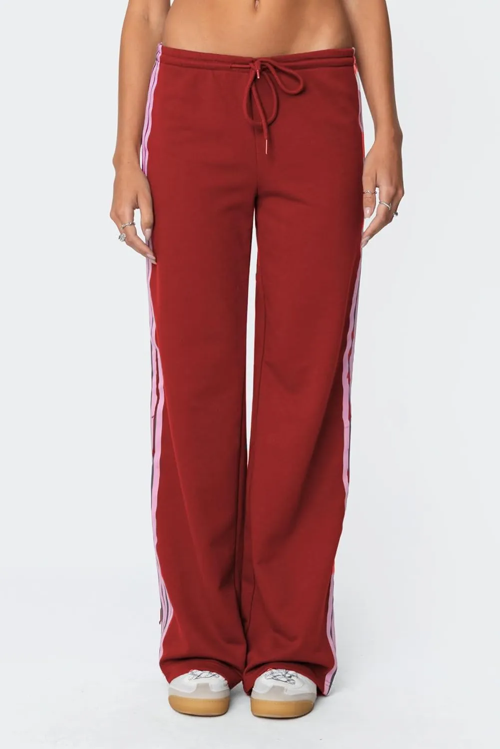 UAURORAO Women Y2k Track Pants Baggy Striped Joggers Sweatpants Elastic Waist Color Block Parachute Pants with Pockets