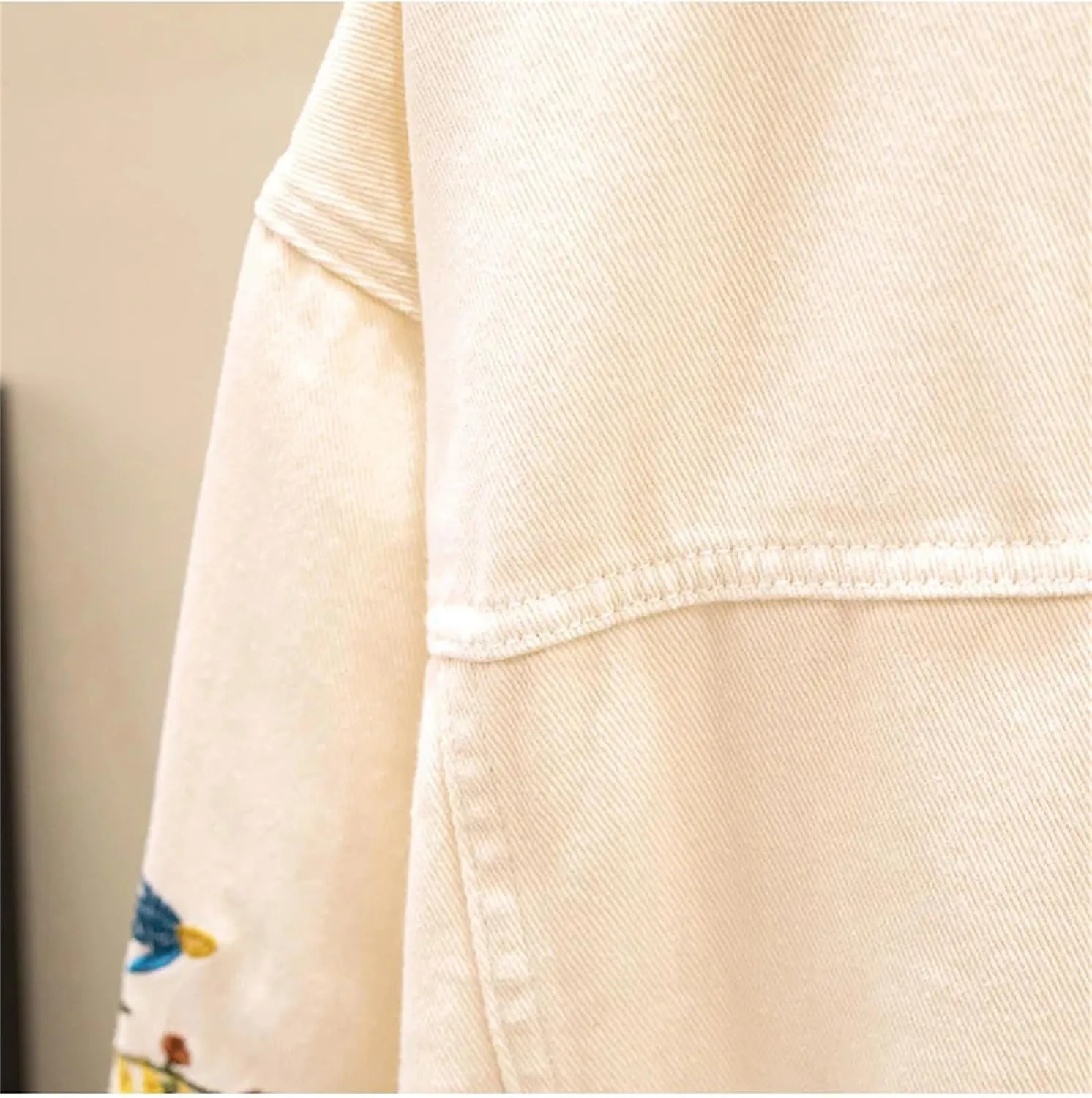 UIOKLMJH Autumn Women Office Work Embroidery Overcoat Party Loose Denim Coats