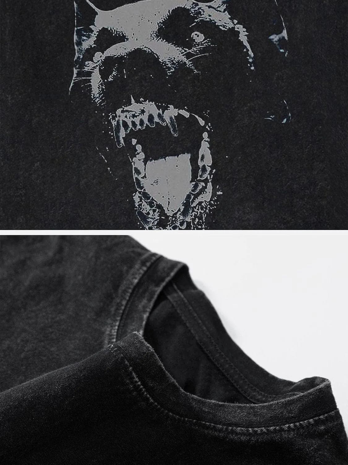 Vamtac Mens Oversized Washed Dog Graphic Tees Casual Summer Tops Streetwear Aesthetic T-Shirt Unisex