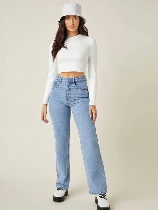 White solid Slim Fit Crop Top