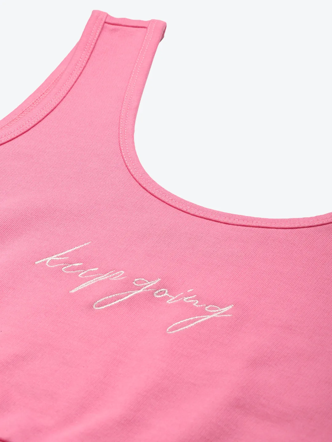 Women Pink Terry Active Keep Going Emb Terry Top