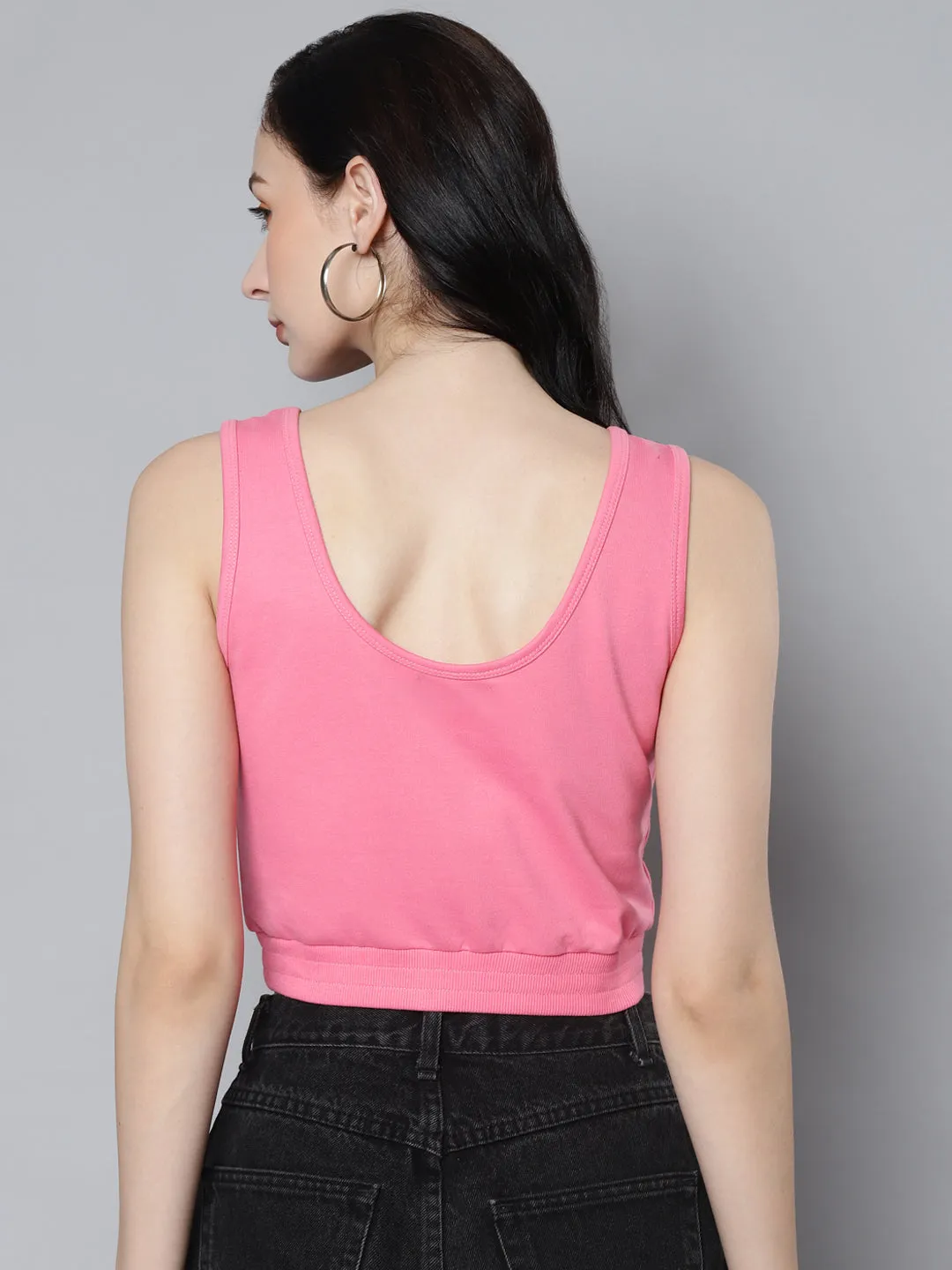 Women Pink Terry Active Keep Going Emb Terry Top