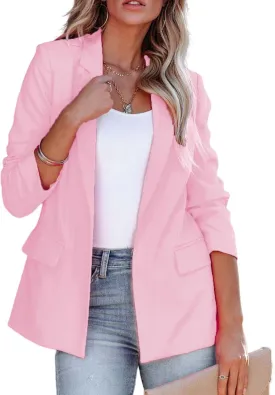Womens Blazer Jackets Business Casual Long Sleeve Open Front Work Office Blazers Notch Collar Button Suit Jackets