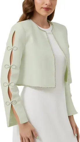 Women's Luxury Jackets Structured Dressy Jackets Crystals Short Cape Jacket, Wedding Guest Dinner Date Night, XS-XXXL