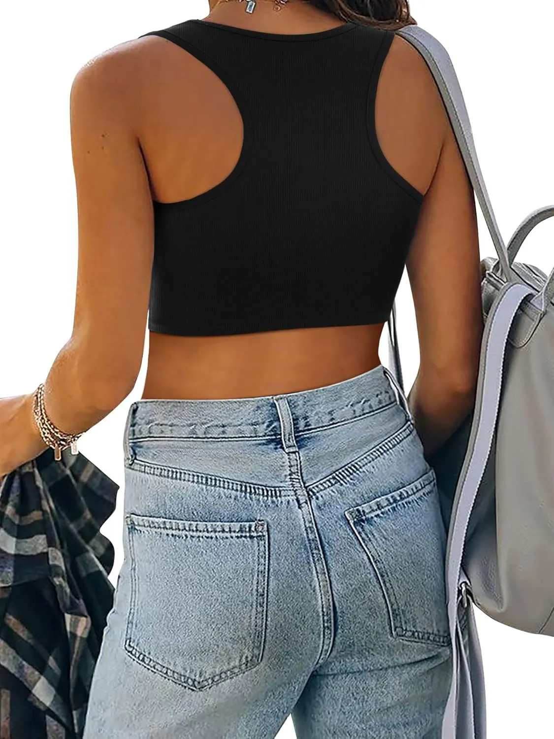 Womens Nashville Sparkly Rhinestone Fringe Sleeveless Crop Tops Y2K Raceback Ribbed Cropped Tank Tops with Glitter Tassel