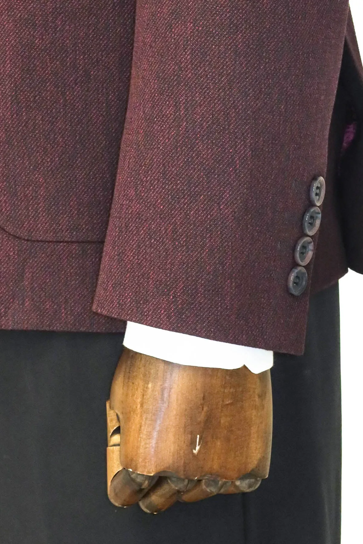 WSS Textured Slim Fit Peak Lapel Burgundy Men Blazer  - Singen