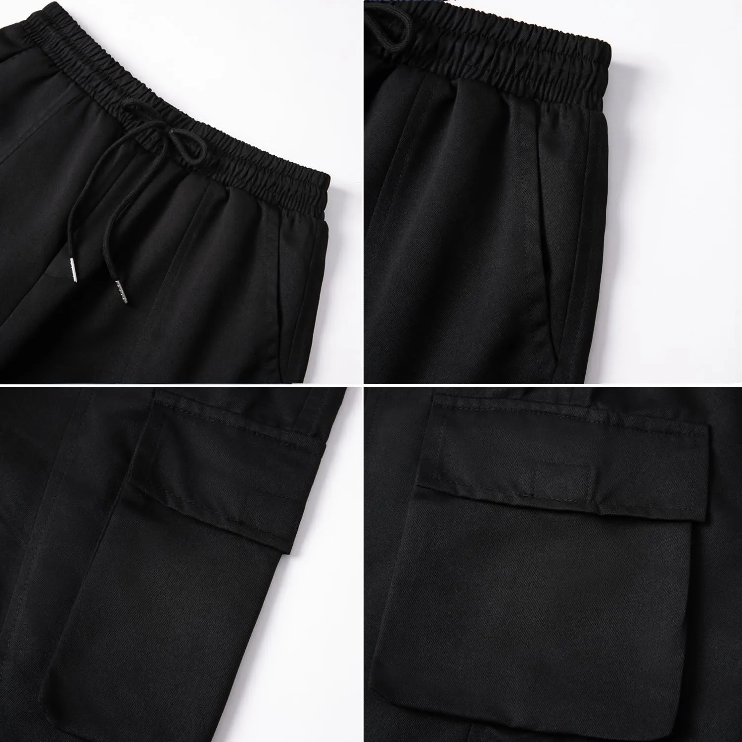 WZIKAI Men's Casual Cargo Pants Elastic Waist Drawstring Joggers Pants Athletic Techwear Jogging Sweatpants with Pockets