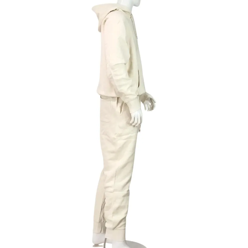 YJGLAM Men Unisex Set Long Sleeve Hoodie and Joggers Yvory Color